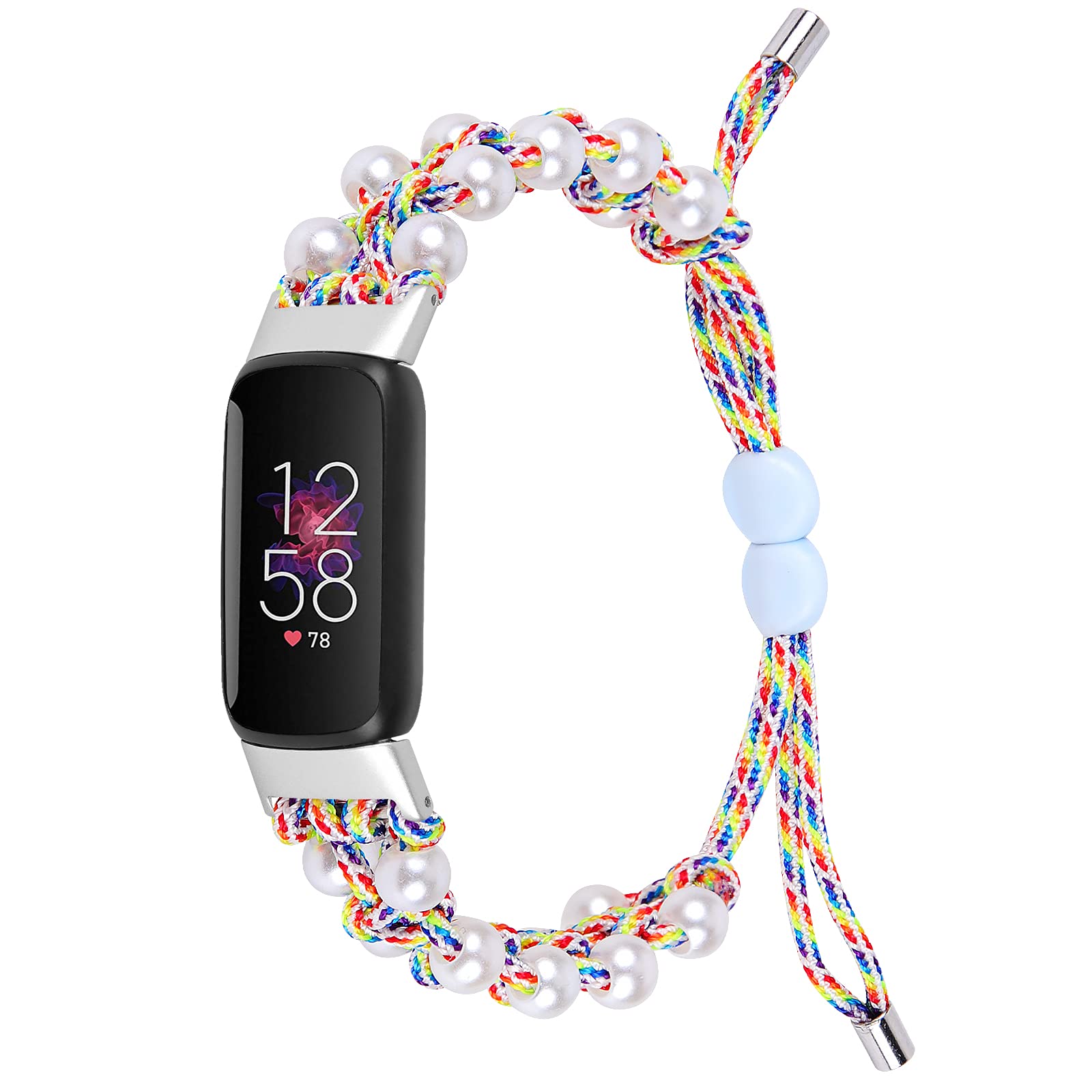 Ginamart Compatible with Fitbit Luxe Strap, Women Girls Woven Nylon Adjustable Arm Bands Sport Replacement Strap Wristband for Luxe Activity Tracker (Rainbow)