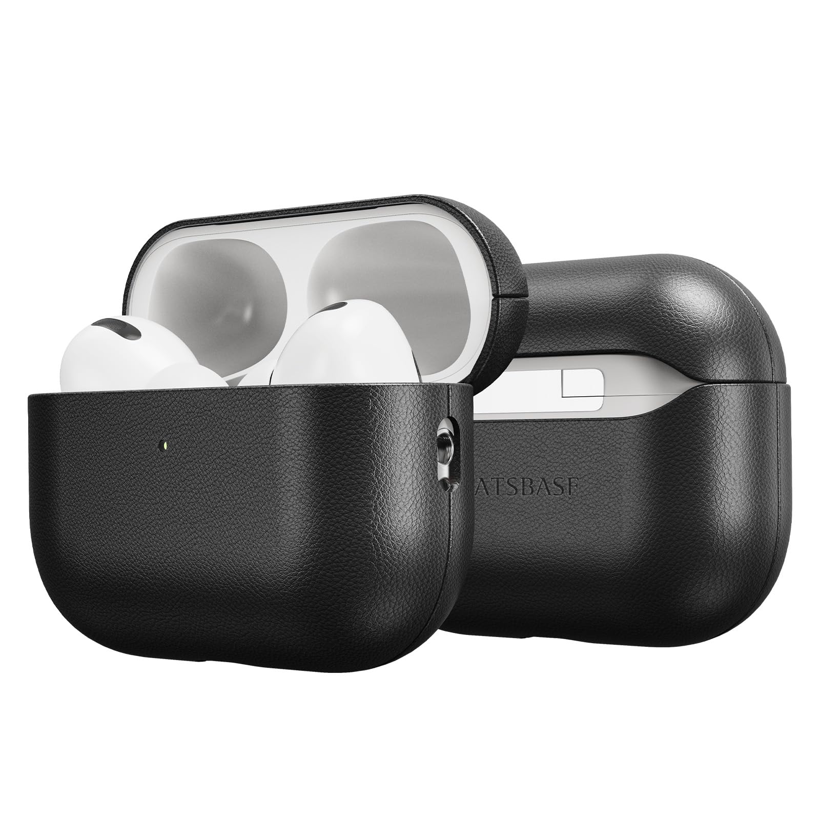 Photo 1 of OATSBASF Leather Case Compatible with AirPods Pro 3, Handmade, Fully-Wrapped with Top Grain Leather, Supports Wireless Charging with Front LED Visible, Protective Hard Shell Cover, Black