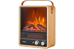 Shinic Electric Fireplace Heaters for Indoor Use,1500W Space Heater with Crackling Sound & 3D Realistic Flame, Safety Protection, Portable Fireplace Heater for Home Office Christmas Decoration, Oak