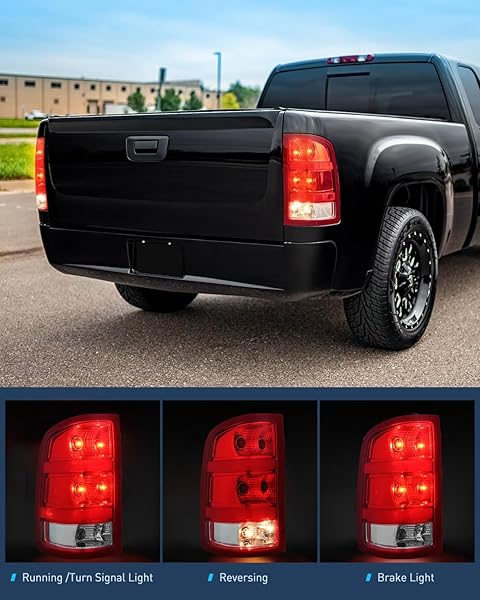 NILIGHT TAILLIGHT ASSEMBLY COMPATIBLE WITH 2007 2008 2009 2010 2011 2012 2013 GMC SIERRA 1500 2500HD 3500HD REAR LAMP REPLACEMENT OE STYLE DRIVER AND PASSENGER SIDE