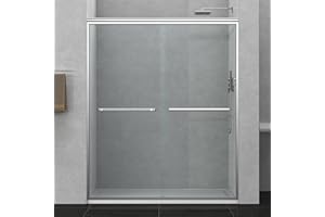 ENSO SENKA 56-60" W x 72" H Semi-Frameless Bypass Sliding Shower Door, Easy-to-Clean Treated Clear Tempered SGCC Glass, Polished Chrome