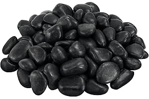 VINICS 1-2 Inch Black Pebbles for Plants, 2 lbs River Rocks Decorative Black Stones, Ideal for Fish Tank, Vases, Crafting, Home Decor and Garden Landscaping Rocks