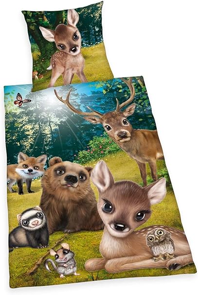 Animal Club Linge De Lit Lisse Foret Bambi Chevreuil Ours Cerf Souris Chouette Blaireau Fuchs Animaux De La Foret 135 X 0 Neuf Wow All In One Outlet 24 Amazon Fr Cuisine Maison