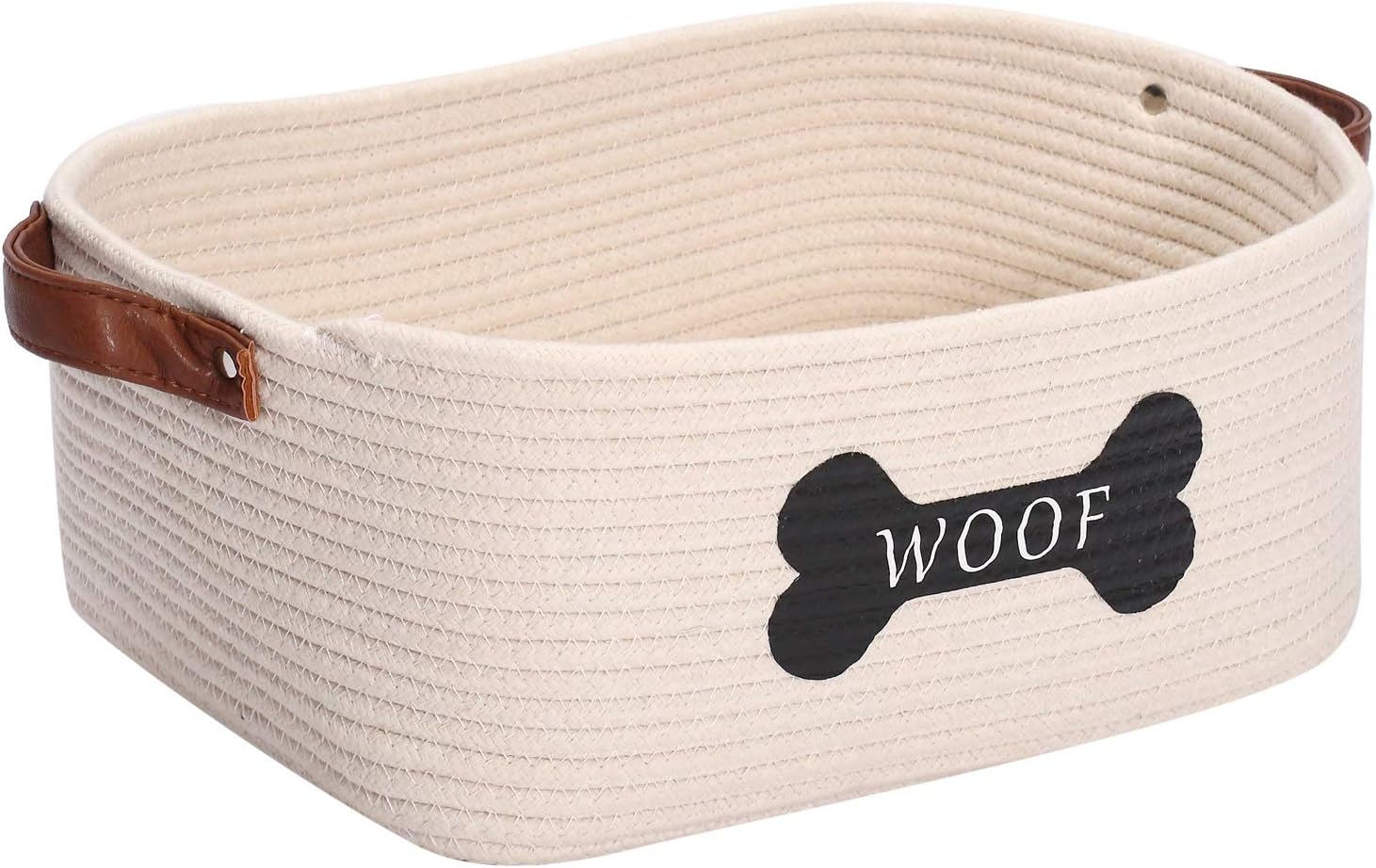 Morezi Cotton rope dog toy basket with handle, large dog bin, puppy kitty bed, dog toy basket