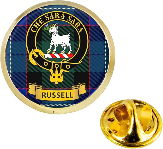 Russell Clan Escocés Cresta Insignia de Pin de Solapa en Color Dorado