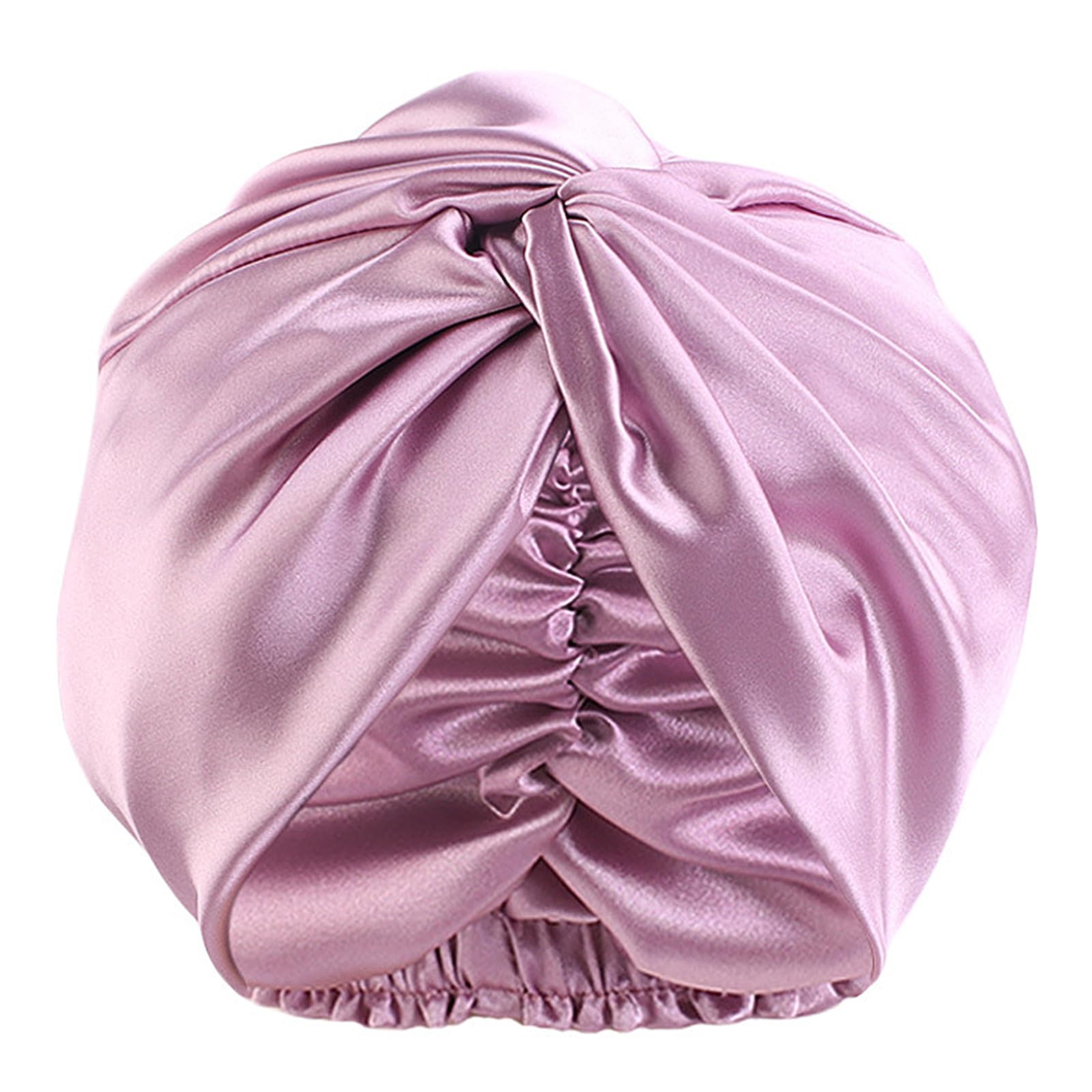 50% Pure Mulberry Silk Sleep Cap for Women Hair Care,Double Layer Natural Silk Bonnet Shower Cap Hair Wrap for Sleeping,Soft Silk Hair Wrap Elastic Stay on Head,Adjustable Silk Bonnet (Purple)
