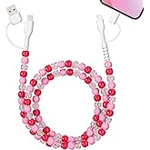 Aolcev 4 in 1 USB C Cable Multi Beaded for iPhone Charger Cord for iPhone 17 16 15 Pro Max MFi Certified 3.3FT Fast Charging Cable 66W USB A Type C iOS Cable for iPhone 14 13 Pro Max Galaxy S25 Pink