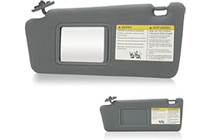 HKPARTS Left Driver Side Sun Visor SunVisor Without Light for Toyota Tacoma 2005-2012 74320-04181-E1 (Gray)