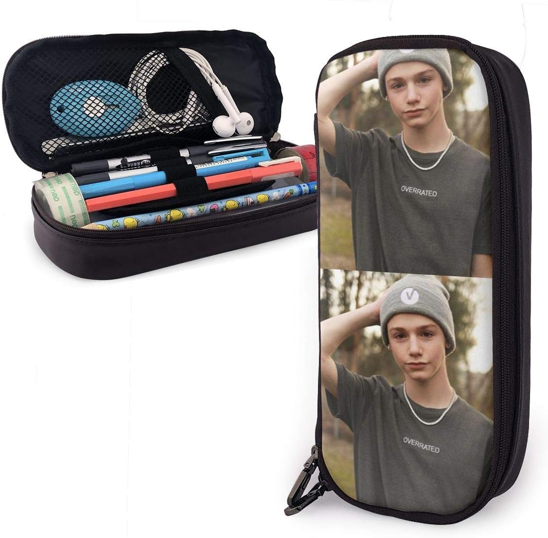 Byemess Pay-ton Moor-Meier Pencil Case Leather Stationery Bags Multifunction Cosmetic Bag Pen Pouch Organizer for School Office Zipper
