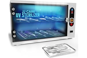 JJ CARE UV Sterilizer 8 Liter Capacity, UV Light 99% Sterilization Killing Efficiency, LED Timer UV Sterilizer Cabinet for Salon, Spa, Office and At Home Use, Professional Tabletop UV Sterilizer,