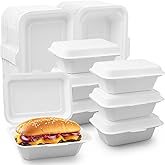 100Pack Clamshell Take Out Food Containers, 100% Compostable Disposable To Go Containers, Heavy-Duty To Go Boxes (5*7 in)