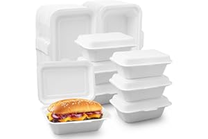 100Pack Clamshell Take Out Food Containers, 100% Compostable Disposable To Go Containers, Heavy-Duty To Go Boxes (5*7 in)