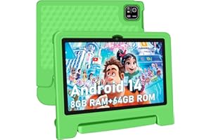 NRKDUBQ Tablet for Kids, 10.1 inch IPS HD Touchscreen Android 14 64 GB Storage, 8GB RAM, Octa Core Kids Tablet, Parental Controls, 12-hr Battery, WiFi, GPS - Green
