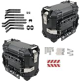 GXYWADY Universal Motorcycle Side Case 36L Black Aluminum | Motorcycle Hard Side Saddlebag Box Trunk with Support Racks Security Lock Replacement for Most Motorcycles