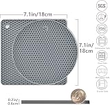 Beeptrum Extra Thick Silicone Trivet Mats 4 Pack Grey 7.2in 0.5cm view 2