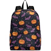 ZzWwR Haunted House Flying Witch Bats Pumpkin Halloween Casual Polyester Laptop Backpack Large Daypack for Business Sport Travel School Bookbags