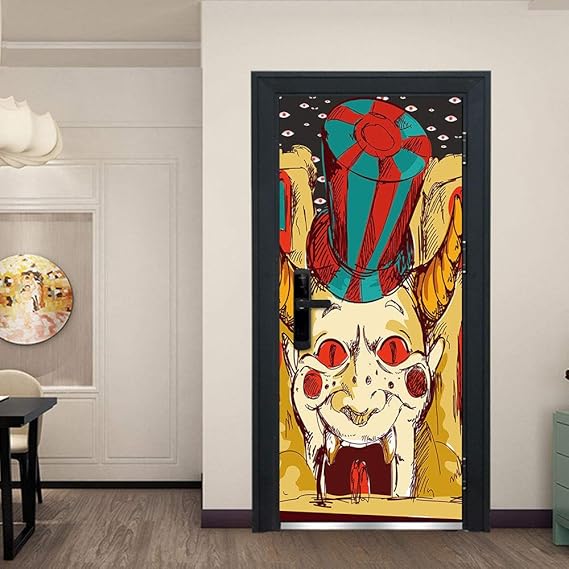 Deurstickers Voor Binnendeuren 3D,Halloween Grote Mond