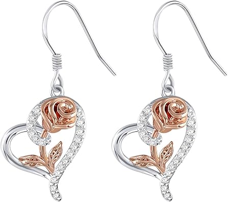 Regali Di Natale Per La Fidanzata.Snzm Orecchini Cuore Rosa Amore Per Donna Fidanzata Orecchini Pendenti In Argento Sterling Gioielli Regali Per Anniversario Di Natale Amazon It Gioielli