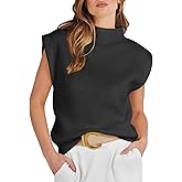 ANRABESS Women's Mock Neck Sleeveless Sweater Vest Casual Cap Sleeve Knit Pullover Tank Tops 2026 Fall Clothes