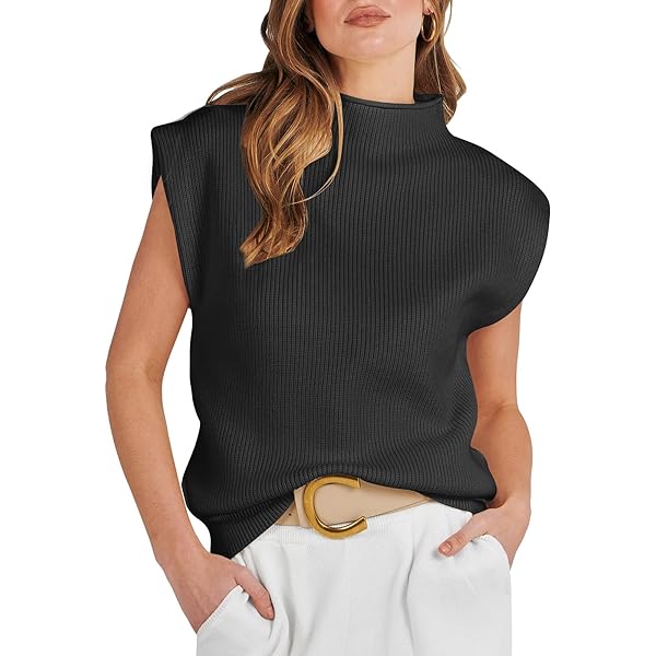 PRETTYGARDEN Womens Mock Neck Sleeveless Sweater Vest 2026 Summer