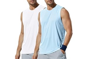 Haimont Men's Workout Tank Top Dry Fit UPF 50 Sleeveless Muscle Tee Shirts for Swim, Running, Hiking, Beach