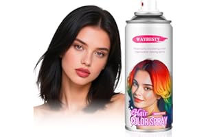 WAYBESTY Temporary Hair Color Spray For Women Kids Men, Washable Temporary Hair Dye Spray One Day Hair Color Wax Non-Sticky For Cosplay Party DIY, Christmas Party, Halloween Crazy Hair Day (Black, 4.06 oz)