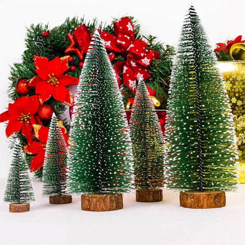 5Pcs Mini Christmas Trees, Bottle Brush Trees Set