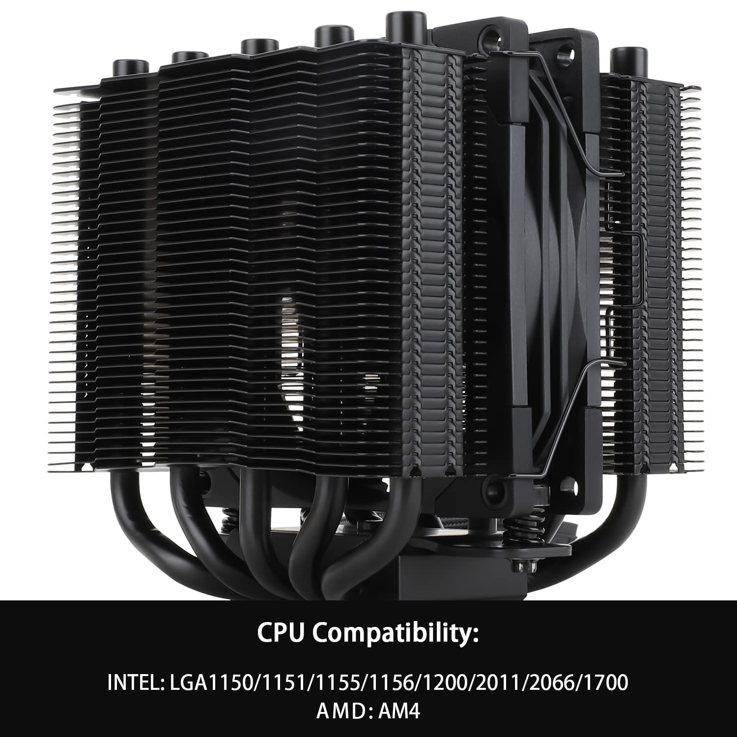 Silver Soul 110 Black Dual Tower CPU Air Cooler, 5x6mm Heat Pipes, TL-B9B PWM Fan, Aluminium Heatsink Cover, AGHP Technology, for AMD AM4/AM5 Intel 1700/1150/1151/1200/2011/2066