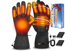 Heated Gloves for Men Women, 7.4V 6000mAh Rechargeable Waterproof Windproof Thermal Gloves with 3 Heat Settings, Touchscreen