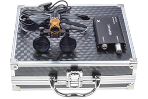 XUX 3.5X Binocular Loupes Magnifying Glasses + 5W Magnifying Lamp LED Headlamp with Filter Aluminum Box Black