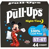 Pull-Ups Boys' Night-Time Potty Training Pants, Size 5T-6T, 44 Count | Overnight Protection, Disposable, Refastenable Fit, Sleep Dryness, Wetness Indicator, Soft &amp; Breathable, Secure Fit