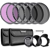 NEEWER 58mm ND Lens Filter Kit with Hood &amp; Lens Cap | UV, CPL, FLD, ND2, ND4, ND8, Compatible with Canon Nikon Sony Panasonic DSLR Cameras with 58mm Lens