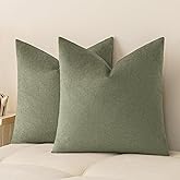 a moment Set of 2 Decorative Pillow Covers,18x18 Inch Waterproof Throw Pillow Cases,Pet-Friendly Stain-Resistant Cushion Covers for Sofa Couch Bed Outdoor Forest Green