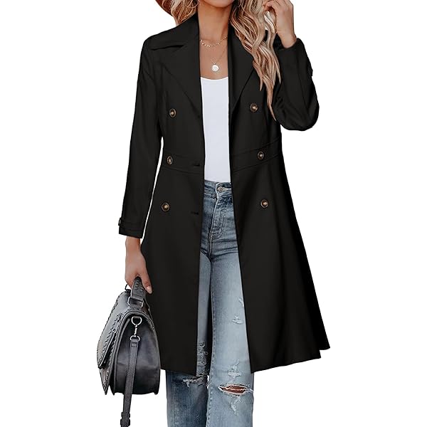 Amazon.com: Women's Trench Coat Long Double-Breasted Winter Jacket