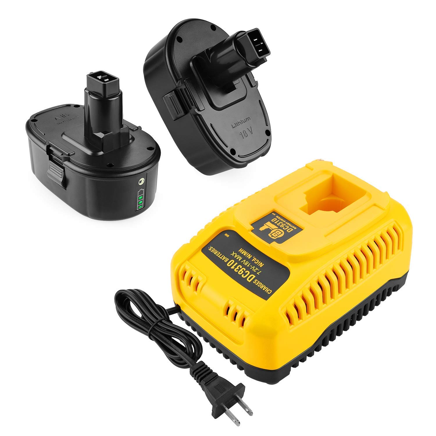 2Pack Li-ion Replacement Dewalt 18V Battery for Dewalt 18 Volt XRP Battery DC9096 DC9098 DC9099 + DC
