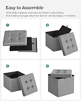 Songmics Mazie Collection Storage Ottoman Cube 38 cm Light Grey LSF82GYX view 5