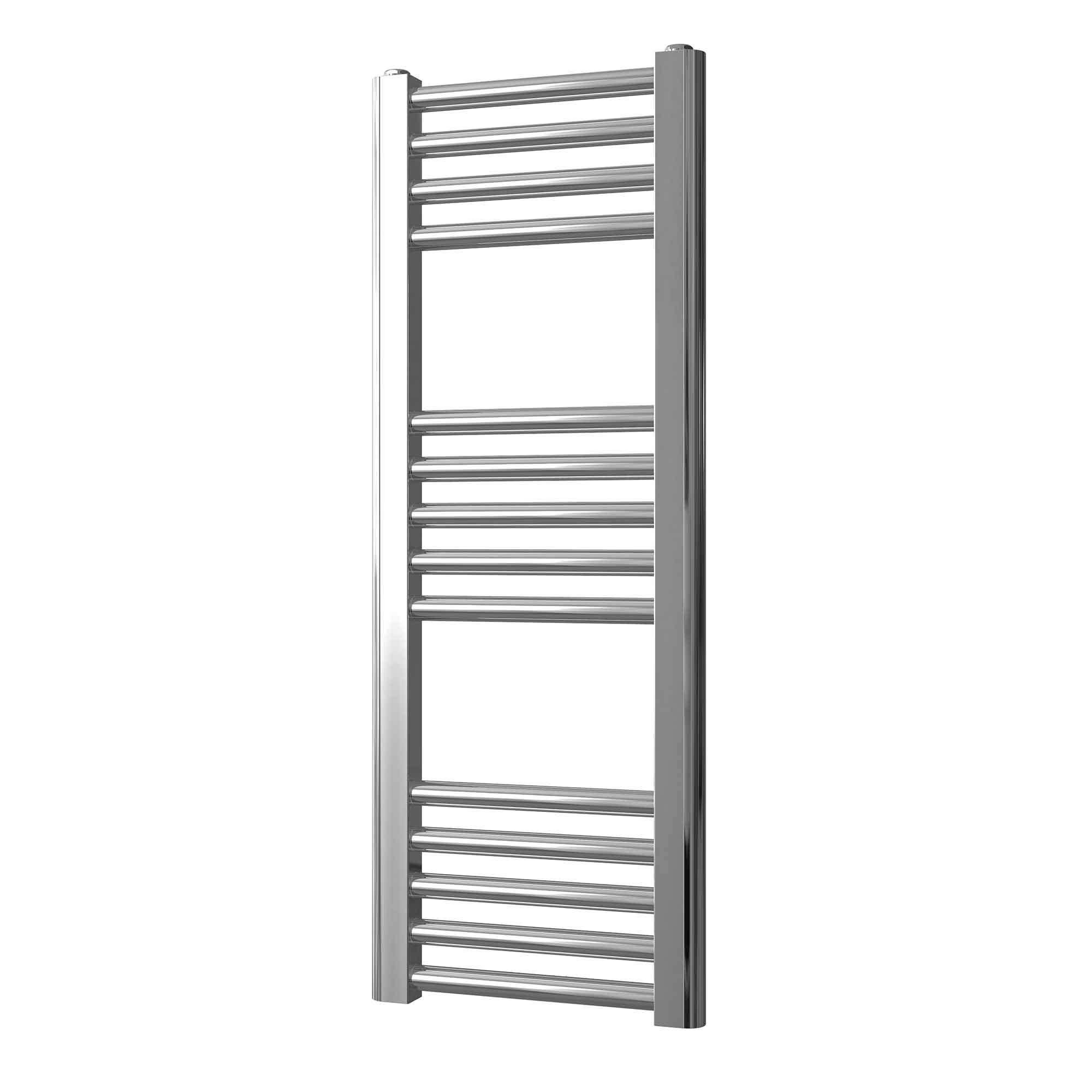 Greened House Chrome Straight Heated Towel Rail 300mm wide x 800mm high Flat Central Heating Towel Radiator
