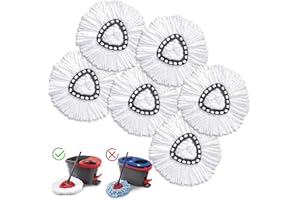 TATAANTY 6 Pack Mop Heads Replacements for O-Cedar, Mop Replace Head Refills, Easywring Spin Mop Heads Replacements, Easy-to-Replace, Microfiber, Machine Washable, Easy Cleaning, White