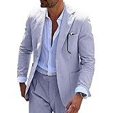 Mrbuerly Mens Blue Seersucker Summer Suits Grooms Sear Sucker Suit for Wedding Mens Formal Suits Slim Fit