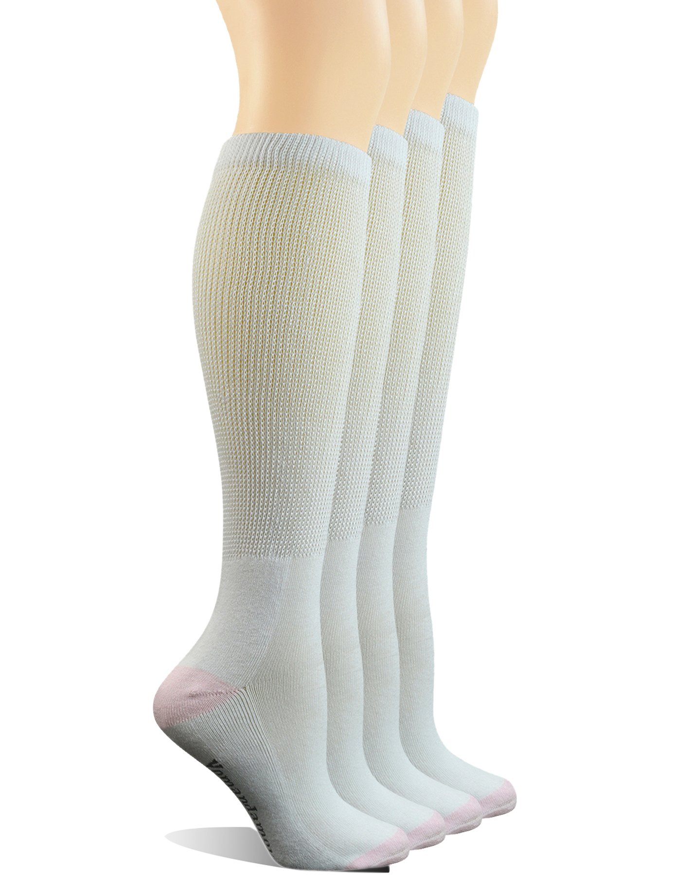 Yomandamor Women's Nonbinding Cotton KneeHi Diabetic Socks Boot Socks