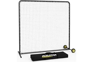 ACELETIQS Heavy Duty Pitcher Protection Baseball Screen (Size 7' W x 7' H) - Multi Purpose Softball & Baseball Pitching Net, 