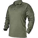 IDOGEAR Men’s Tactical Military Shirts 1/4 Zip Combat BDU Shirts Camo Long Sleeve with Pockets for Outdoor Airsoft Paintball