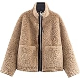 Chevara Women’s Warm Fleece Jacket Casual Long Sleeve Zip Up Fuzzy Jacket Pocketed Coats