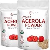 Micro Ingredients 2 Pack of Pure USDA Organic Acerola Cherry Powder, Natural and Vitamin C for Immune System, 8 Ounce, No GMO, No Gluten, Brazil Origin