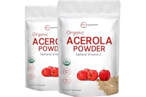 MICRO INGREDIENTS 2 Pack of Pure USDA Organic Acerola Cherry Powder, Natural and Organic Vitamin C for Immune System, 8 Ounce, No GMO, No Gluten, Brazil Origin