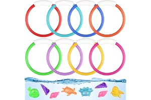 BokingOne Dive Rings Pool Toys, 8 Pcs Colorful Pool Diving Swim Rings for Kids, Underwater Training Pool Diving Rings, Summer Swim Water Fun Pool Games for Kids Gifts