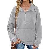 Elesomo Womens Quarter Zip Pullover Sweatshirts Casual Long Sleeve Fleece Hoodies Tops with Thumb Holes