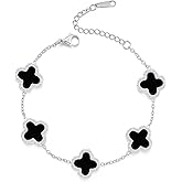 SHINYY Four Leaf Clover Bracelet for Women | 18K Gold Plated Cubic Zirconia Link Bracelet | 4 Leaf Lucky Jewelry Gift for Her