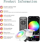 GEYUEYA Home RGB LED Decking Lights Ø45mm 12V 0.5W with Remote 6 Pack view 3