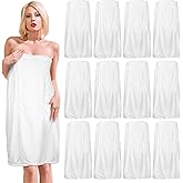 Tigeen 12 Pcs Spa Robe for Women Waffle Spa Wraps with Pocket Adjustable Closure Lightweight Towel Wraps for Bath Shower (White,Pocket)